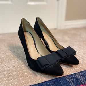 Black suede kitten heels